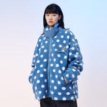 Notformad (NFM online store)Mens and womens fashion brand thickened cotton clothing couple blue polka dot lambskin coat winter