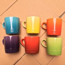 French LE CREUSET COOL COLOR ENAMEL Porcelain 350ML Ceramic Mark Cup Rainbow Cup Six Pieces