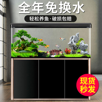 Fish tank aquarium small and medium-sized living room floor home large sloth eco-free water glass gold fish tank with cabinet