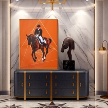 High-grade American light luxury horse crystal porcelain decorative painting Aluminum alloy plexiglass hanging painting Living room entrance home furnishings