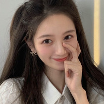 South Korea sterling silver ins Wind small and gentle diamond bow earrings 2021 New Tide temperament earrings jewelry