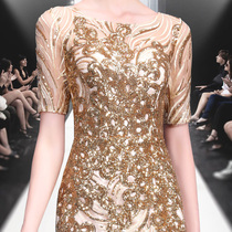 High-end elegant banquet Annual meeting host evening dress skirt female 2021 new noble socialite temperament simple and generous