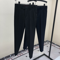 Blue trousers mens slim feet tapered suit pants business dress work casual mens nine black pants