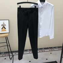 Autumn solid color trousers men 2020 new small feet casual trousers Korean slim straight black suit pants trend