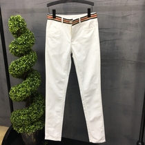 Mens casual pants white pants mens summer Korean version of the trend small feet casual mens pants summer pants slim pants mens plus size