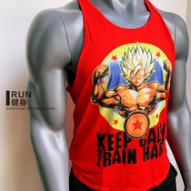 Fitness men and women couple letter cartoon quick dry Wukong Dragon Ball Saiya muscle bodybuilding sports vest