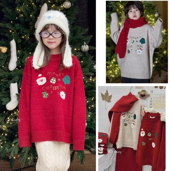 G+ children's clothing for boys and girls cashmere blended Christmas Korean sweater 2024 new children's warm sweater 6903 G+ children's clothing for boys and girls cashmere blended Christmas Korean sweater 2024 new children's warm sweater 6903