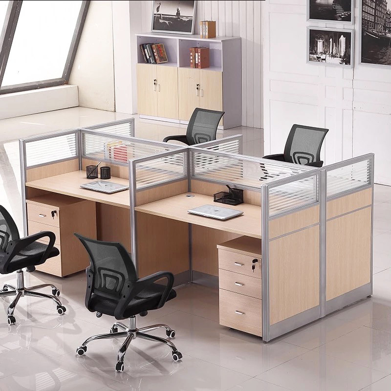 办公室屏风办公桌4人位财务桌 简约组合隔板桌广州经济型员工卡座_7折