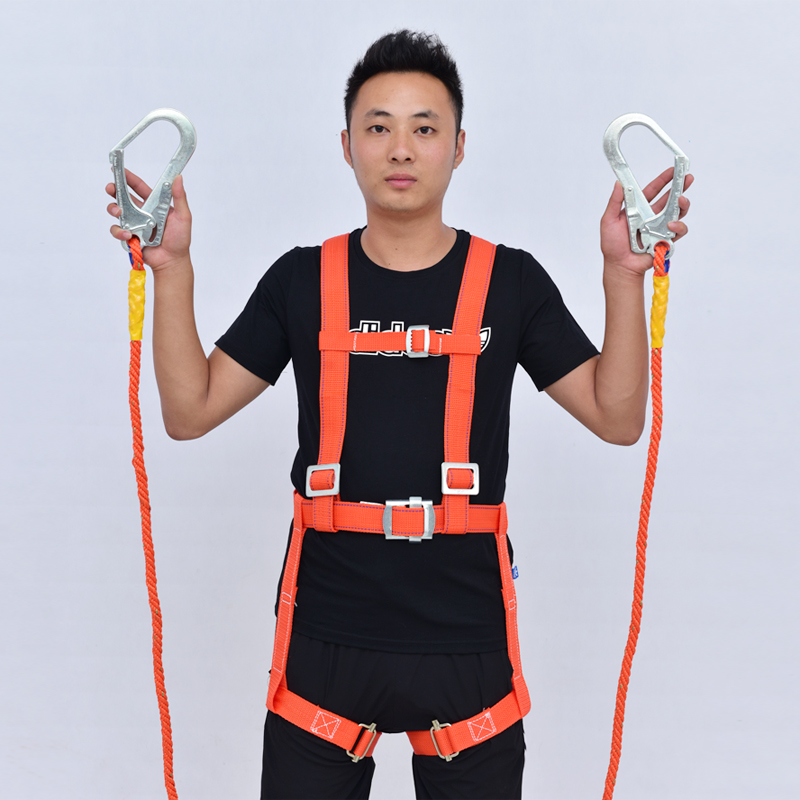 high-altitude working five-point safety belt outdoor construction site construction fall protection suit national standard double hook wear-resistant safety belt