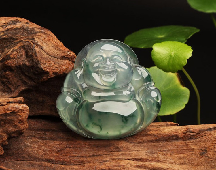 展示与对比:天然翡翠玉佛吊坠挂件 缅甸冰糯种翡翠佛公项链弥勒佛玉坠