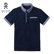 Eaton Guild Inn College childrens dress polo shirt male and female child checkered shirt collar short sleeve t-shirt summer 14T006