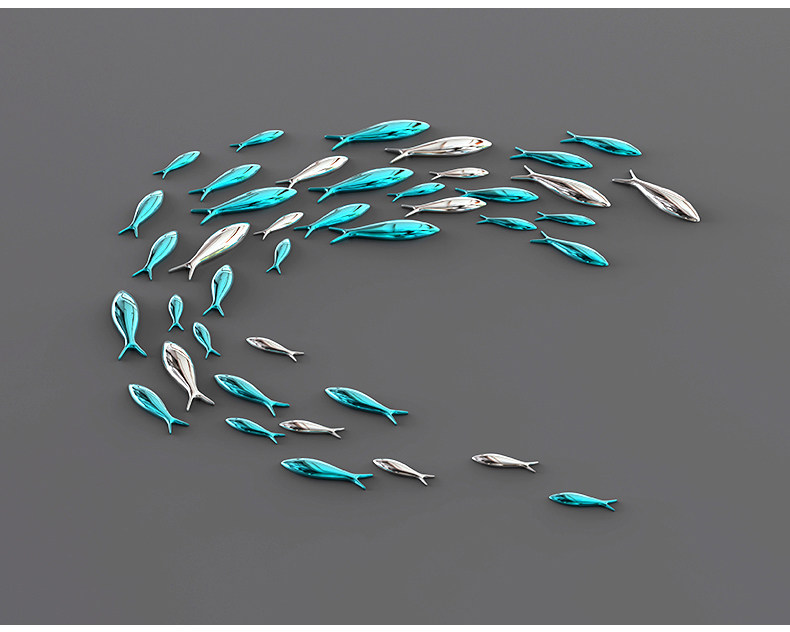 创意墙面墙壁装饰挂件3d立体电镀鱼墙饰墙贴餐厅电视背景墙鱼壁饰