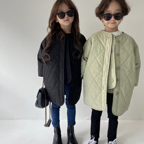 South Korea Namdaemun childrens autumn and winter childrens foreign air diamond cotton coat jacket male and female childrens cotton clothing vest two-piece set