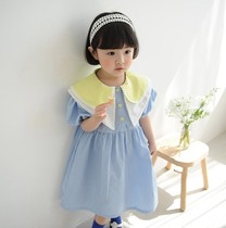 South Korea version Namdaemun childrens wear 2022 summer girls baby lace double lapel girl princess dress