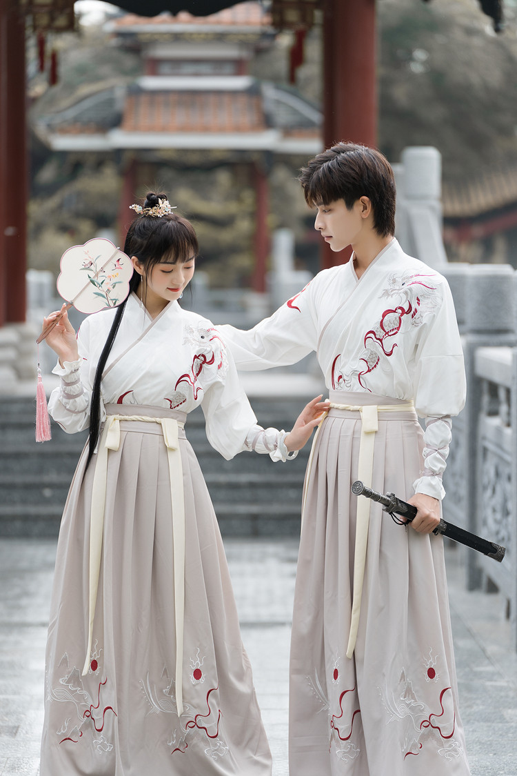 9296#原创绣花传统交领汉服男女款非古装cp情侣大氅汉服氅衣广袖