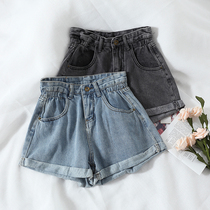 2020 Summer new thin a character super high waist wide leg denim shorts women size fat mm loose pants tide ins