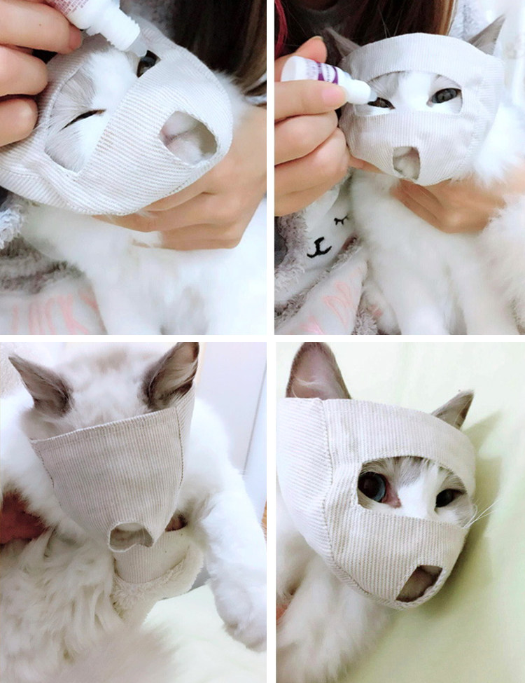 猫咪口罩小型防宠物面罩咬人透气布料猫嘴套眼罩