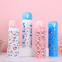 Cartoon Insulation Cup Teenage Girl Student Portable 304 Stainless Steel Children Bounce Cover Hot Water Mug Bottle Straight Drink Gift