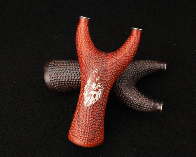 紫光檀狼头飞虎弹弓犀牛角数控麻点雷冠狼头飞虎叉铜头钛合金弓头