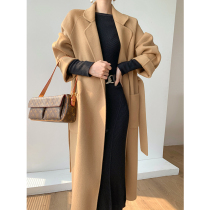 2021 autumn and winter New temperament double-sided handmade cashmere coat womens long high-end full wool woolen coat