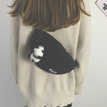 Chest bag female cute canvas bag female bag 2021 new trendy Korean version of all-match messenger bag soft sister student small waist bag
