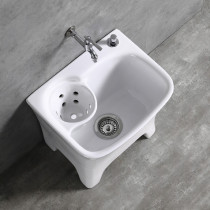 Household ceramic raised mop pool with drain basket balcony Cloth Mop pool tall large bathroom mop Basin