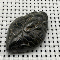 Antique jade wholesale Hongshan culture Black skin iron-absorbing meteorite old Jade antique pendants pendants ornaments tortoise tortoise shells