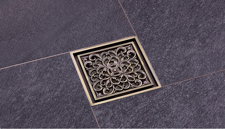 潜水艇卫生间淋浴房雕花地漏铜防臭地漏欧式风格镂空qltd50-10bd_7折