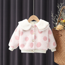 0 Female baby winter clothing 2 Mink velvet plus velvet cotton coat 1 year old child 3 infant foreign style warm thick coat