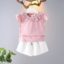 Girls summer suit 2020 new foreign style female baby 1-3 years old 4 baby children summer Korean version princess two-piece set