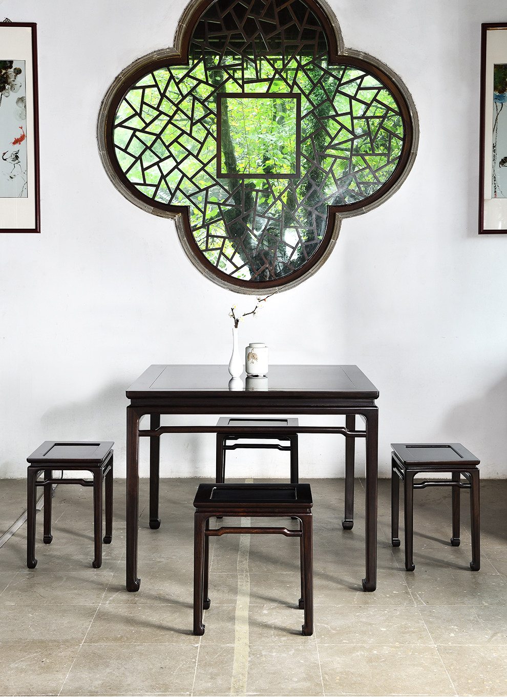 念苏红木八仙桌黑檀木仿古餐桌中式紫光檀色四方小方