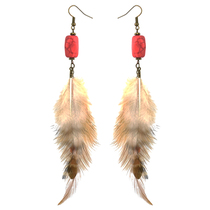 Bohemian earrings Vintage long tassel earrings Feather drop earrings European and American national wind Alloy pendant
