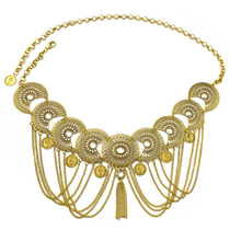 Dunhuang national wind carved metal diamond body chain Dance accessories Tassel Hanfu retro belly dance waist chain female