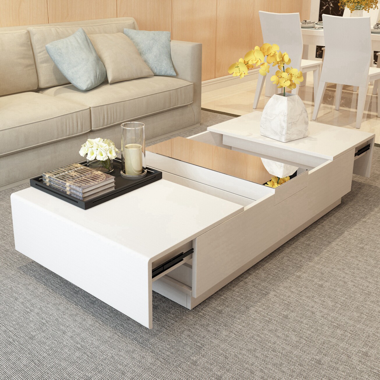 客厅中小户型创意新款家居时尚简约伸缩沙发茶几桌电视柜组合整装_7折