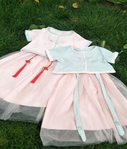 New shaking sound with the same girl Hanfu kimono skirt Chinese style retro baby summer yarn skirt little girl Tang costume costume