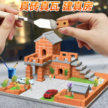 Small Clay Waster Child Guay House Architect Handmade Diy Cement Red Brick Head Block Build Boy Brick-and-mortar Toy