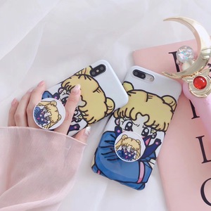 可爱美少女露娜猫气囊支架苹果8手机壳iPhoneX/7Plus全包6s软壳女