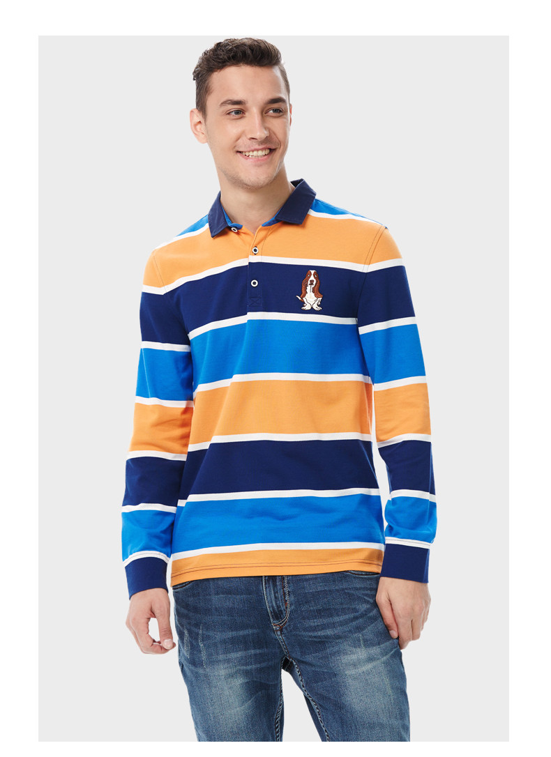 hushpuppies暇步士男装全棉长袖男士polo衫|pc-26106