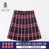 Eaton Gide school uniform childrens clothing girls plaid half-length pleated skirt childrens princess all-match red grid skirt 13Q210