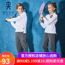 Eaton Ghost school uniform British boys and girls White blue and white strip patch long sleeve T-shirt student school uniform 09T102