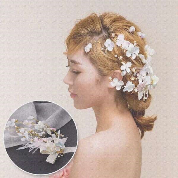 ÐÂÄïµ±Ìì °×É´Í·ÊβÊÉ«»¨¶äÍ·ÊÎÊÖ¹¤Óðë·¢ÊÎÐÂÄïÍ·»¨ ÐÂÄïÊÎÆ·