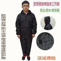 Rock wool one-piece protective clothing dust-proof and anti-rock wool spray paint with hat labor insurance one-piece overalls suit men