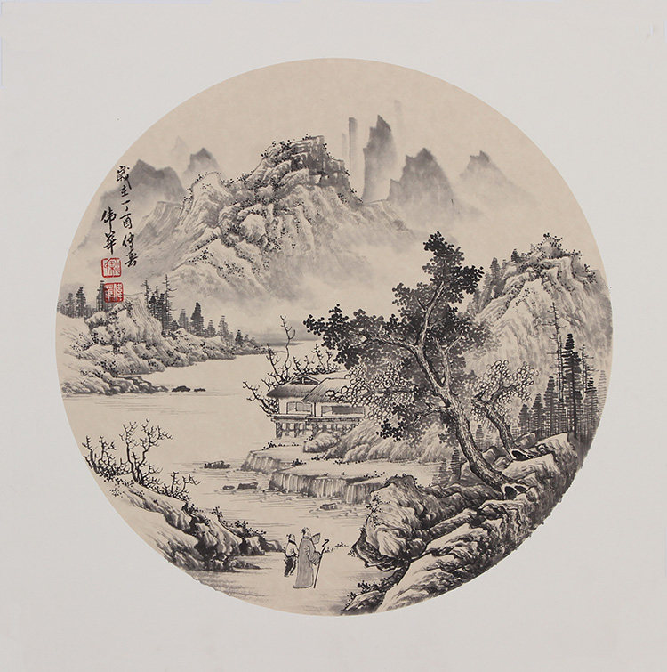 国画 山水画水墨画客厅风水画办公室装饰画手绘字画风景三尺斗方