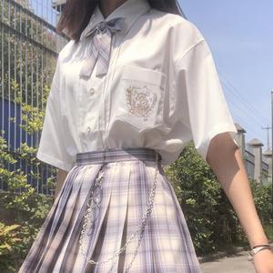 jk制服2020春夏新款韩版百搭长袖衬衫女学生学院风百褶短裙套装女