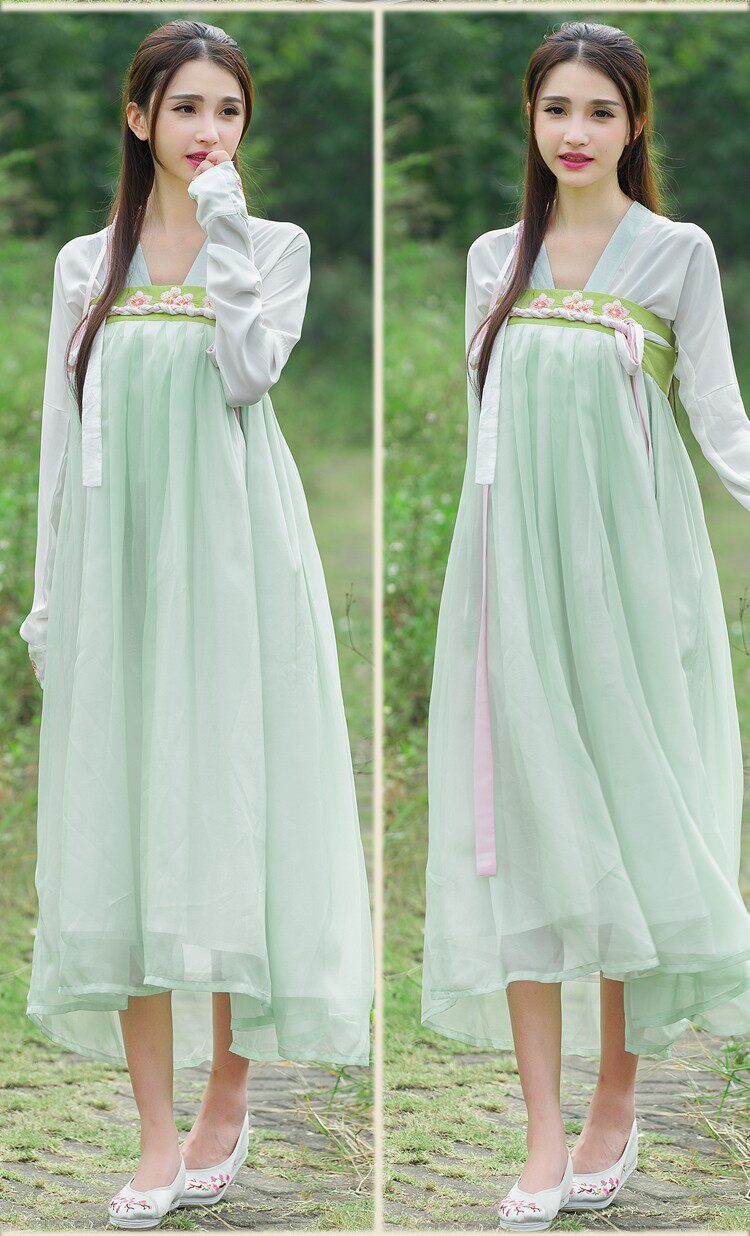 2016新款古装汉服仙女服襦裙对襟齐胸绣花襦裙汉服舞台服装