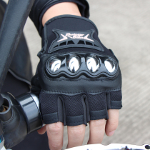 Summer stainless steel hard shell male knight riding equipment Motorcycle racing half-finger off-road motorcycle protective gloves