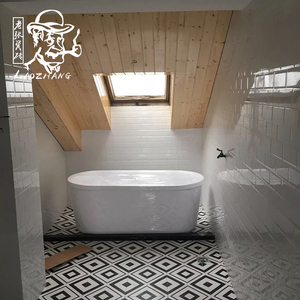 北欧小花砖黑白卫生间厨房浴室厕所阳台防滑地砖迷宫线条花片瓷砖