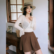 Swimsuit Womens Summer Split Long Sleeve Blouse Three Piece Cover Belly Skinny Korean ins2021 New Bikini