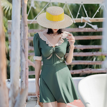 Swimsuit female summer conjoined belly thin conservative student fairy fan hipster fairy air Korean ins2021 New