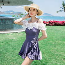 Swimsuit female summer conjoined conservative thin belly cover fairy fan student girl 2021 New Korean ins swimsuit